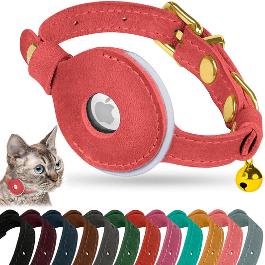 PawTrack™ Leather AirTag Cat Collar